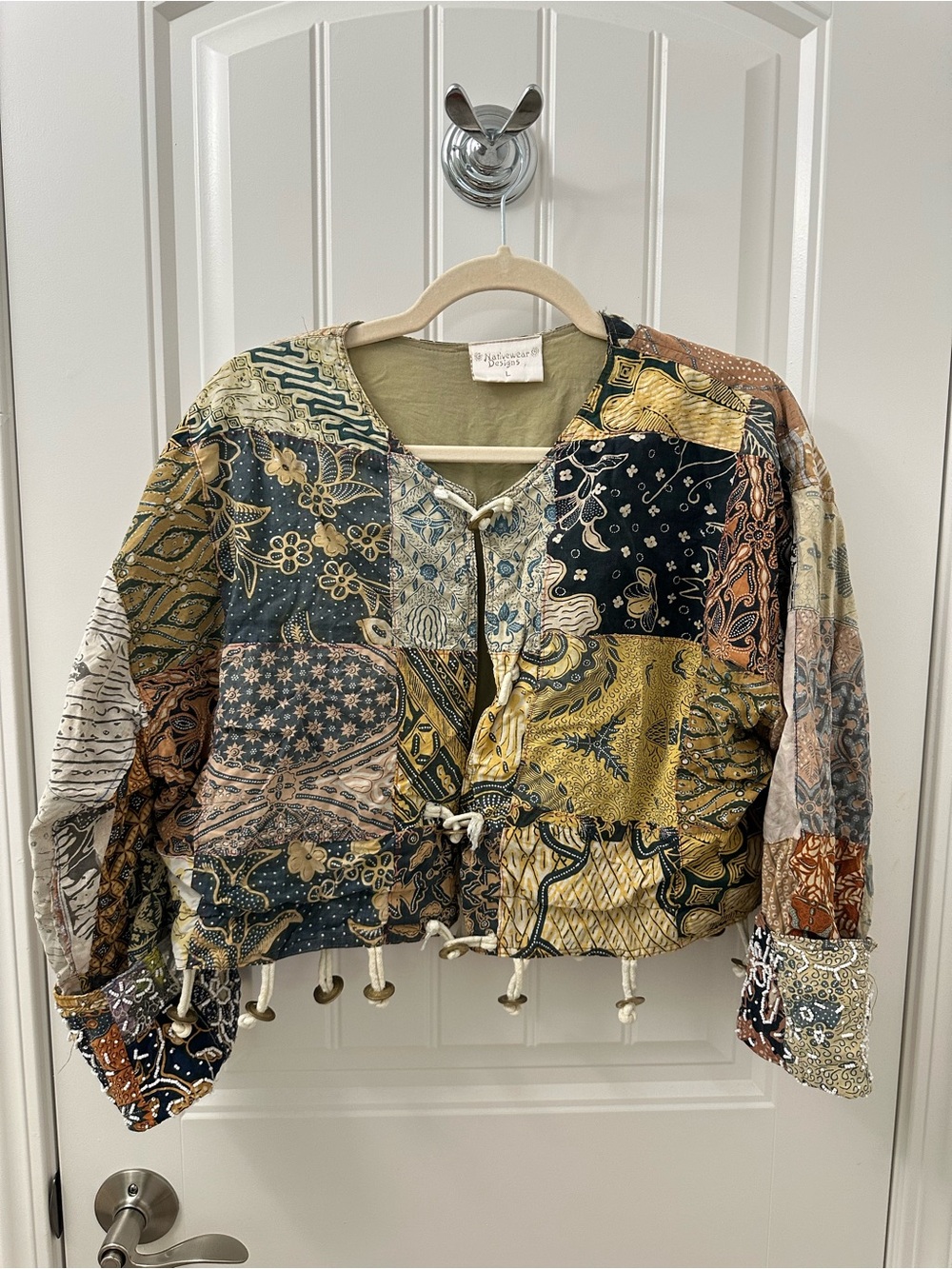 Vintage Patchwork Boho Jacket in Navy, Mustard, Olive, Tan